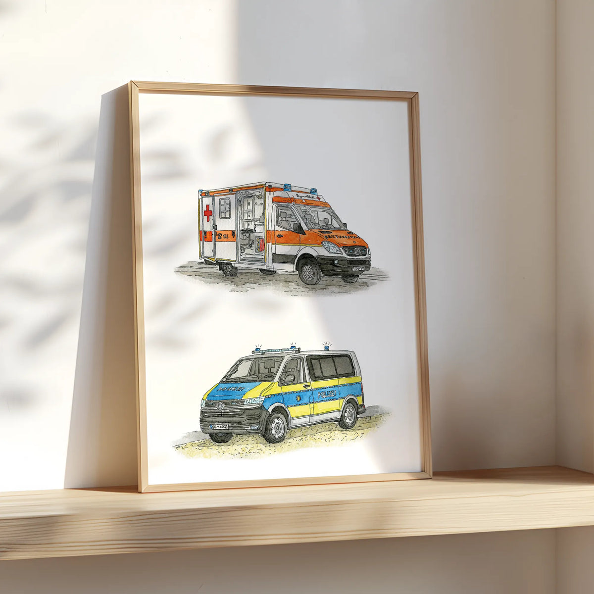 Fahrzeug Poster - Krankenwagen und Polizei