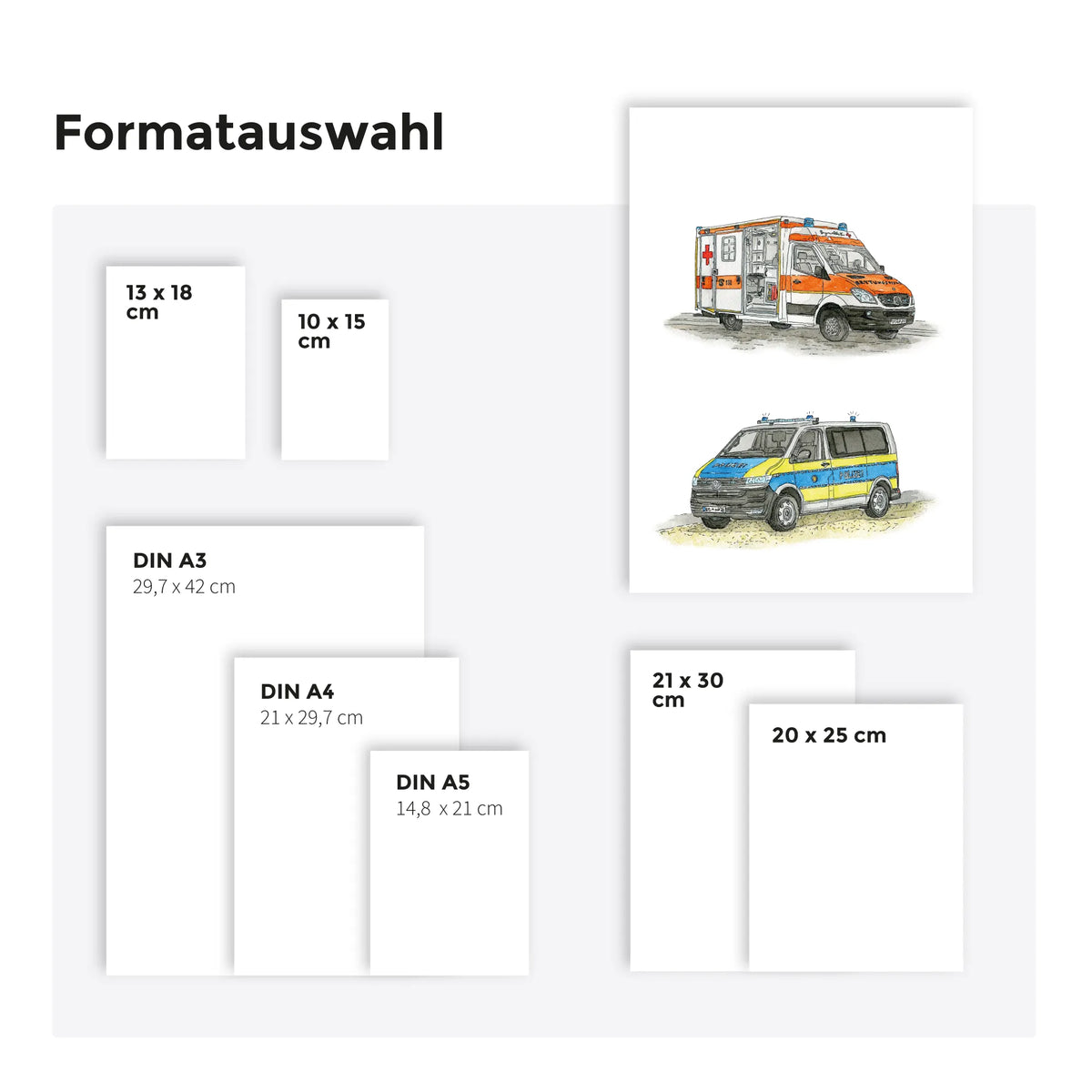 Fahrzeug Poster - Krankenwagen und Polizei