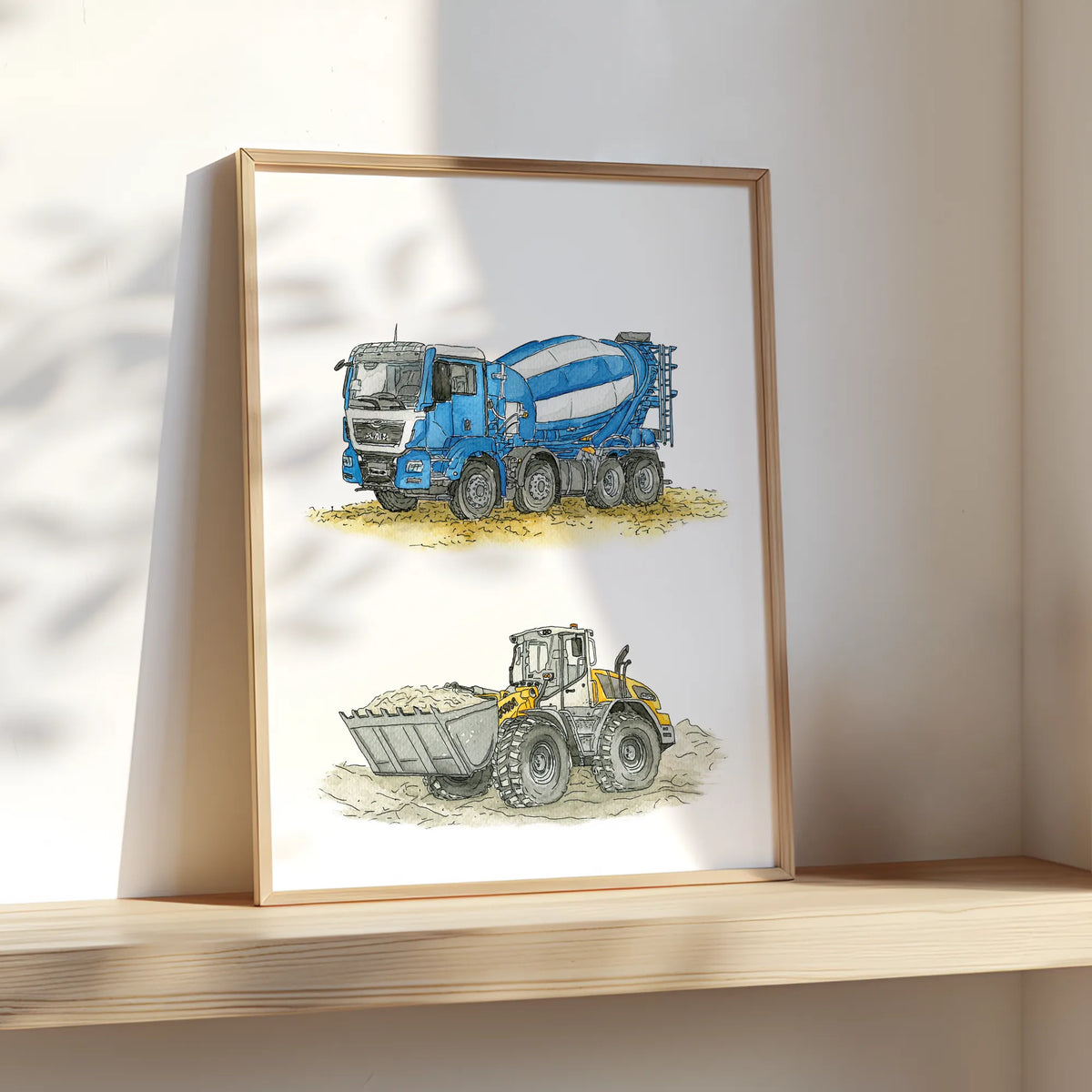 Fahrzeug Poster - Betonmischer und Radlader