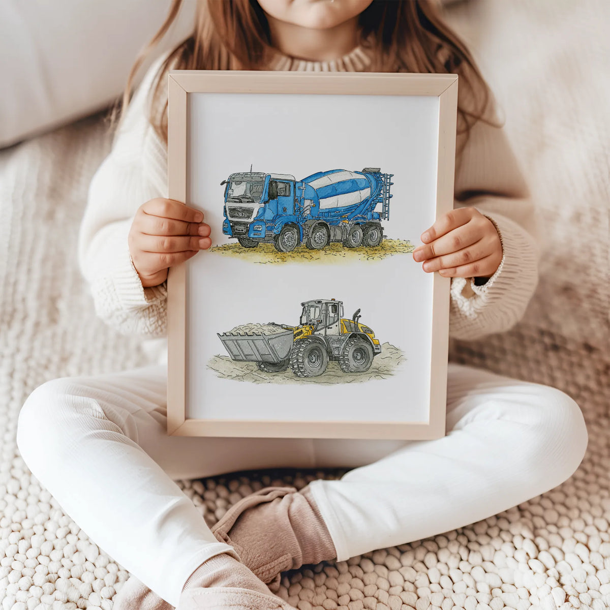 Fahrzeug Poster - Betonmischer und Radlader