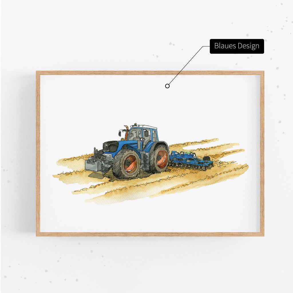 Traktor in blauem Design