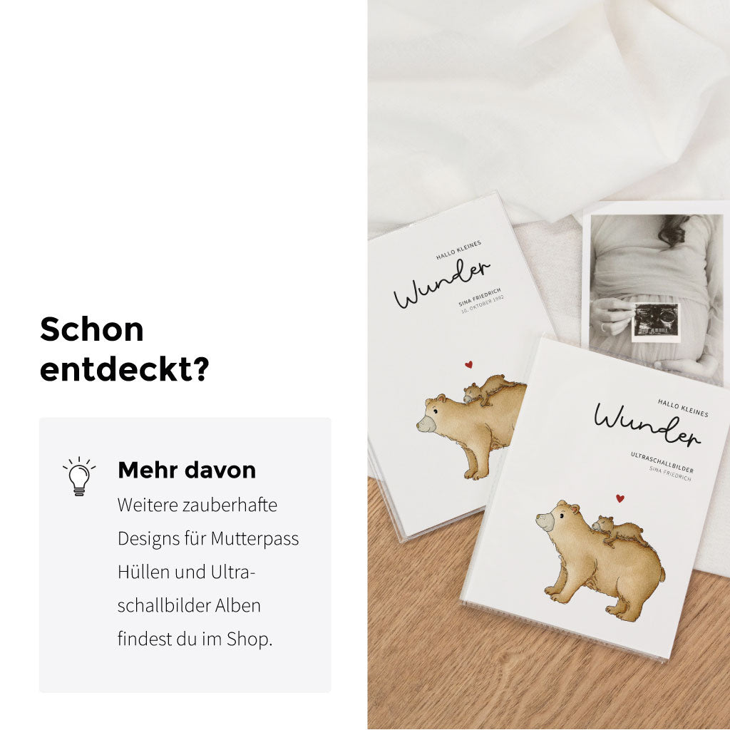 Weitere Designs für Mutterpass Hüllen und Ultraschallbilder Alben findest du im Shop