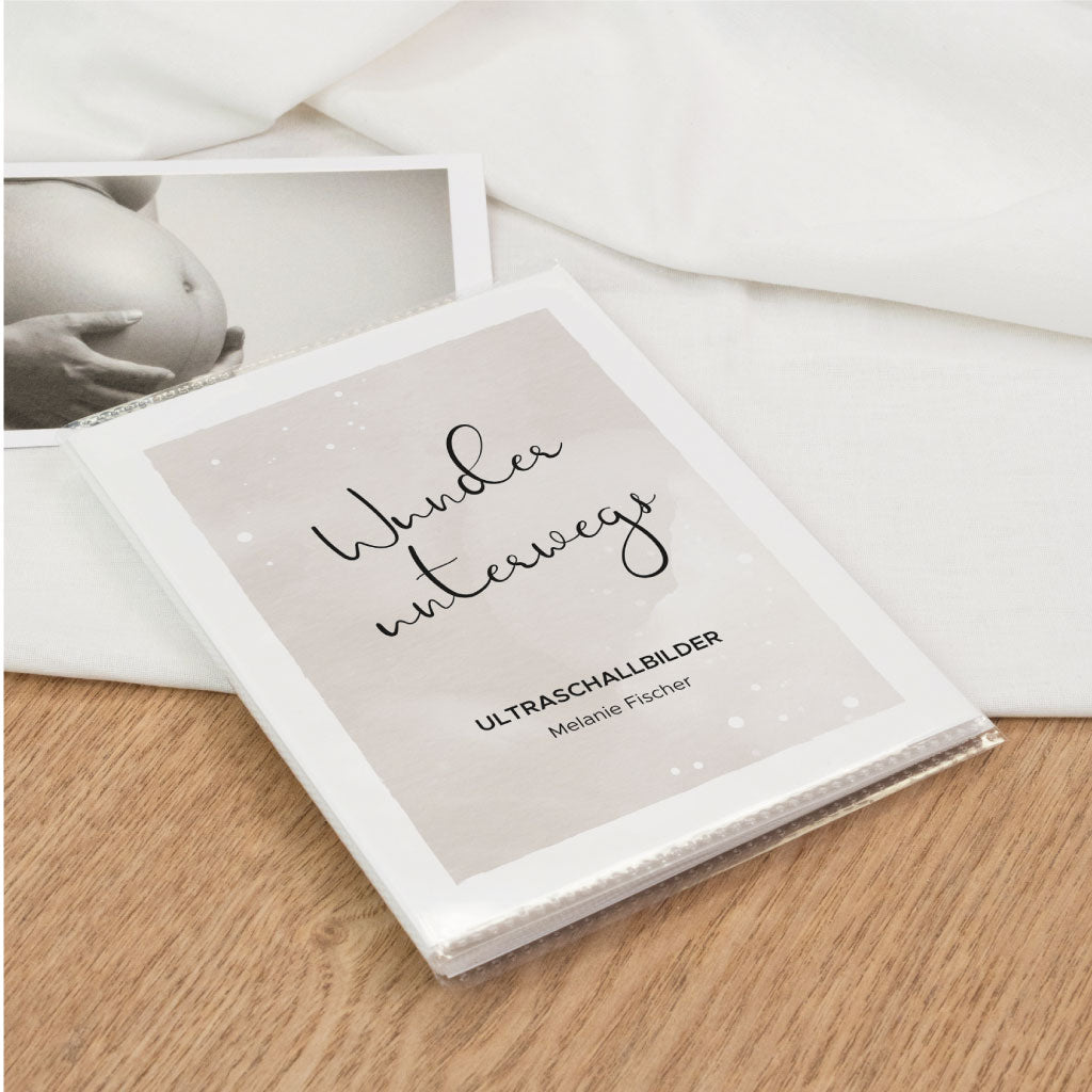 Einsteckalbum für Baby Ultraschallbilder Fotos mit Aquarell Motiv