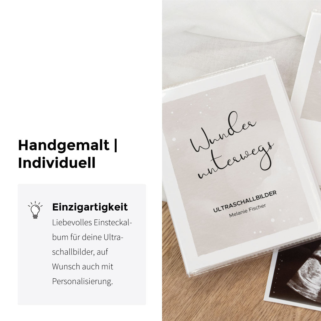 Handlettering Motiv und Spruch auf Rückseite und Vorderseite