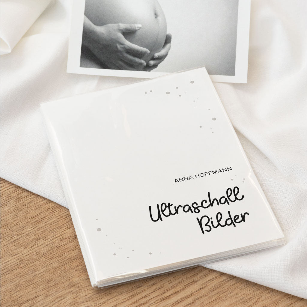 Schwarz weißes Einsteckalbum für Baby Ultraschallbilder Fotos