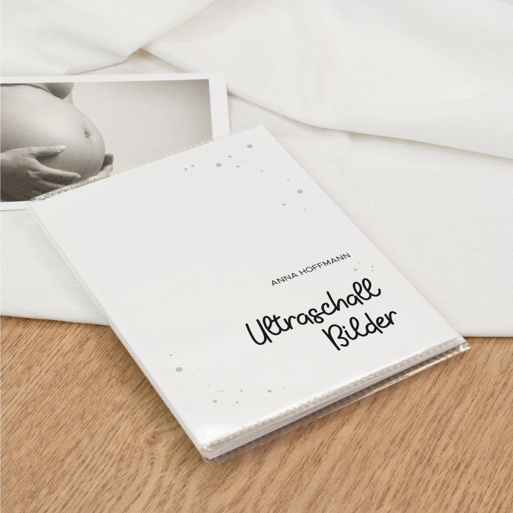 Schwarz weißes Einsteckalbum für Baby Ultraschallbilder Fotos