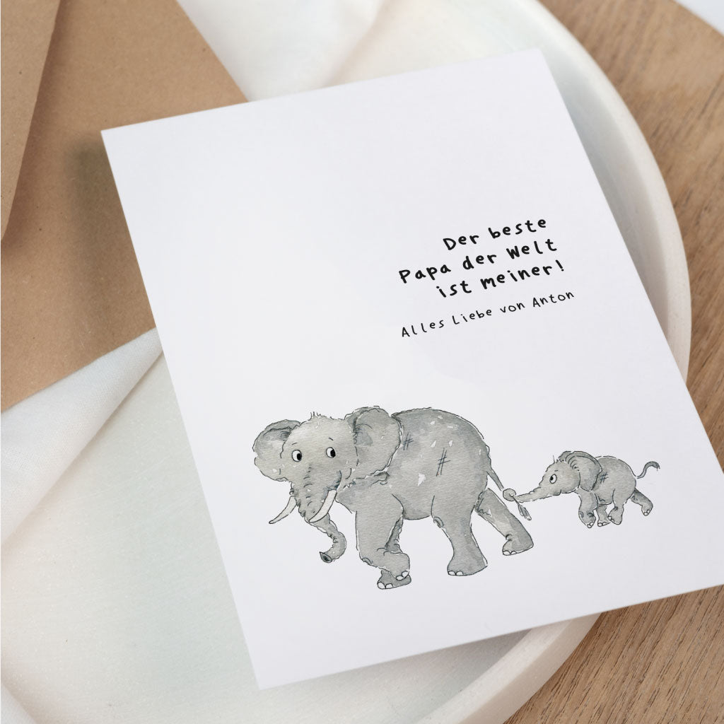 Personalisierbare Vatertagskarte mit Elefanten Motiv