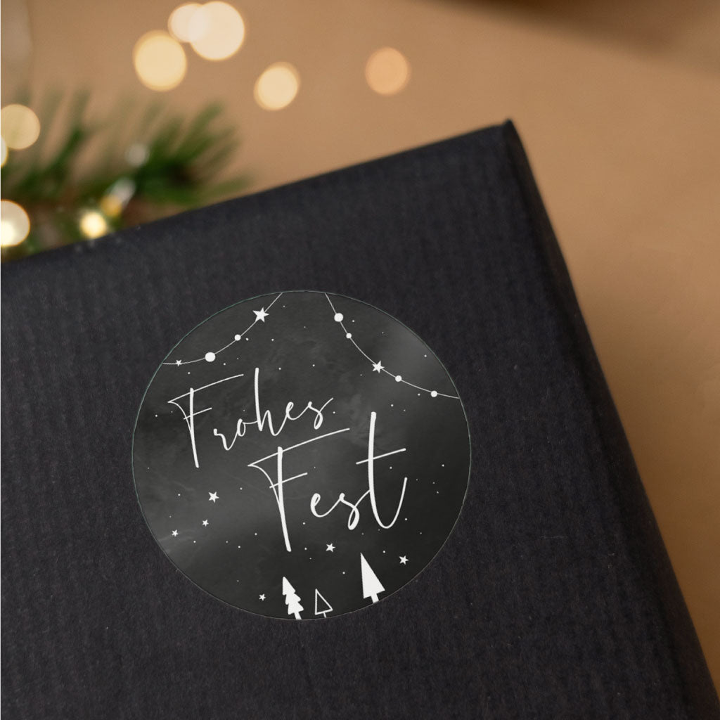 Typographie Sticker "Frohes Fest" zum Weihnachtsgeschenke verpacken und als Adventsdekoration