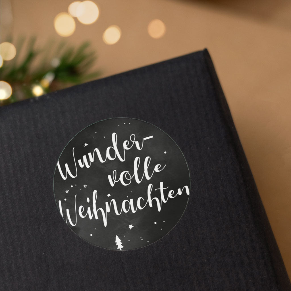 Typographie Sticker "Wundervolle Weihnachten" zum Weihnachtsgeschenke verpacken und als Adventsdekoration