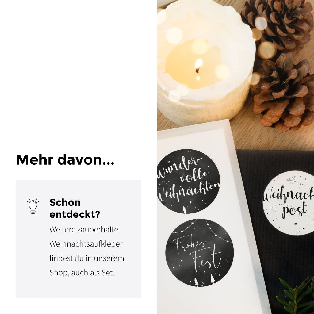 Weitere Weihnachtsaufkleber findest du im Shop, auch als praktische Sets.
