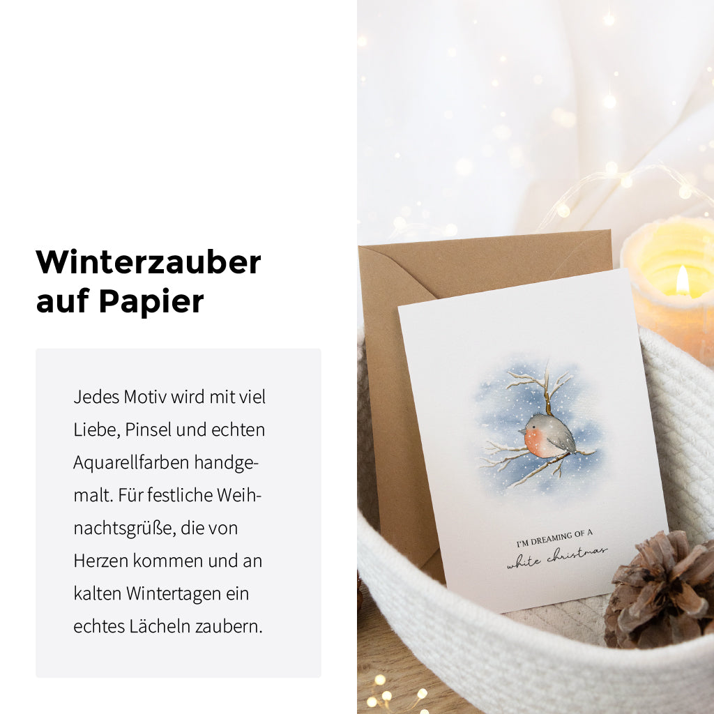 Weihnachtskarte - I'm dreaming | Rotkehlchen