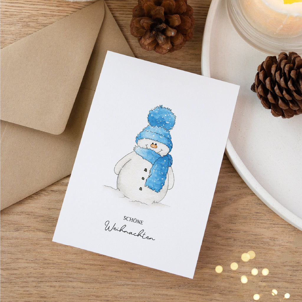 Weihnachtskarte - Schöne Weihnachten | Schneemann