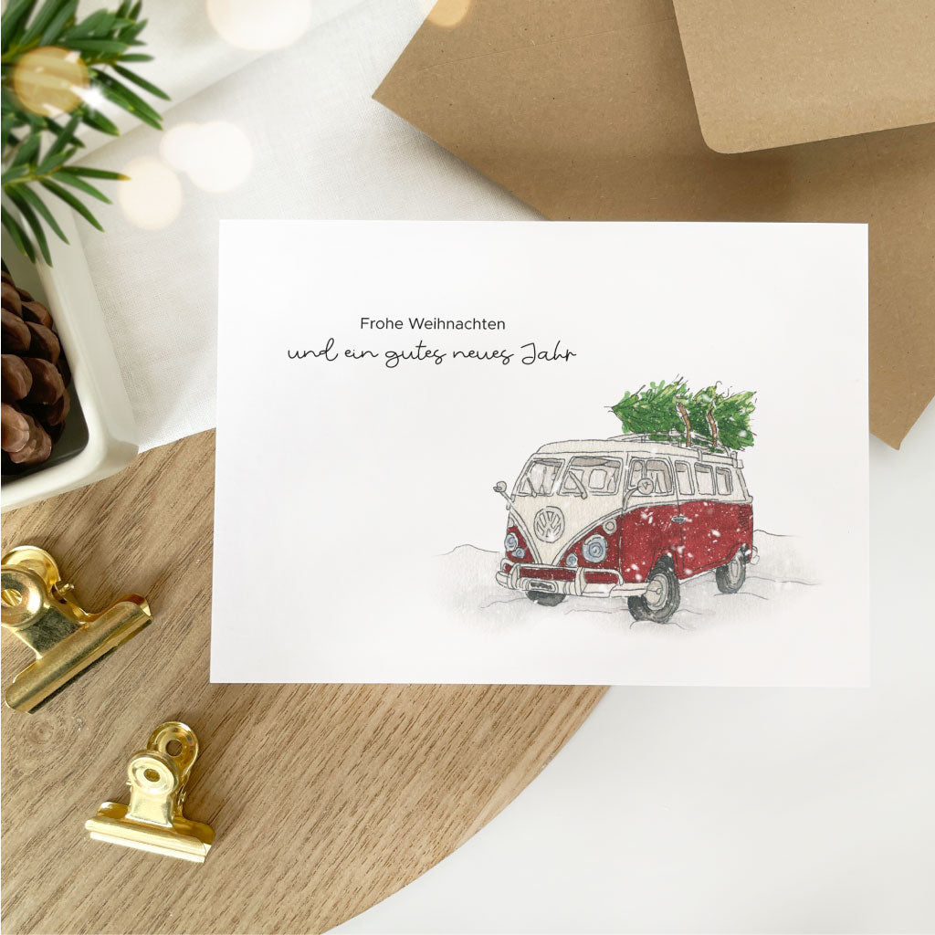 Grußkarte Weihnachten mit Spruch "Frohe Weihnachten und ein gutes neues Jahr"