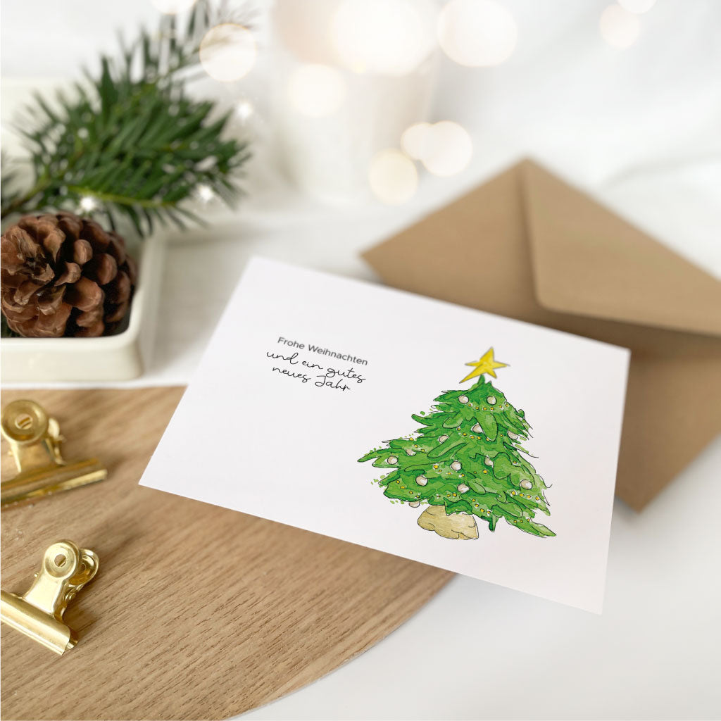Weihnachtskarte mit Weihnachtsbaum Motiv
