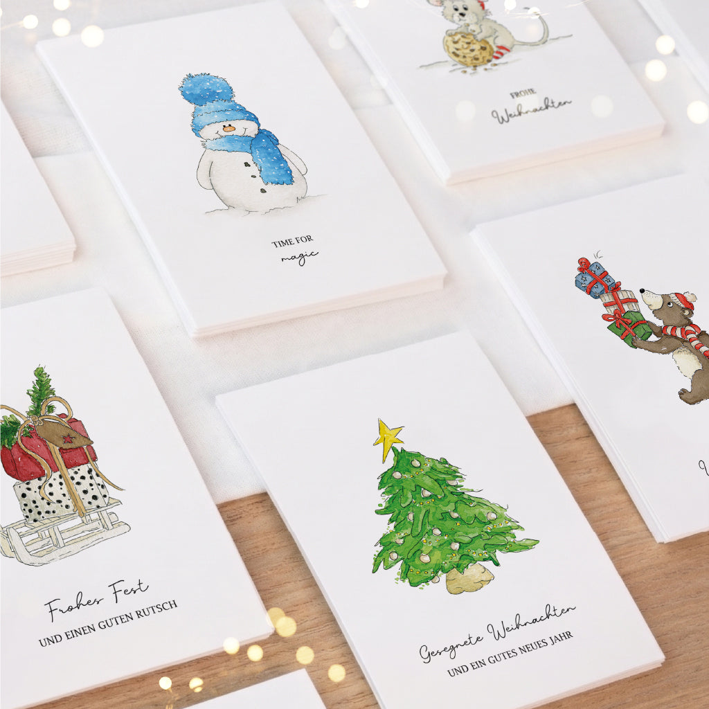 Christmas card set - watercolor motifs