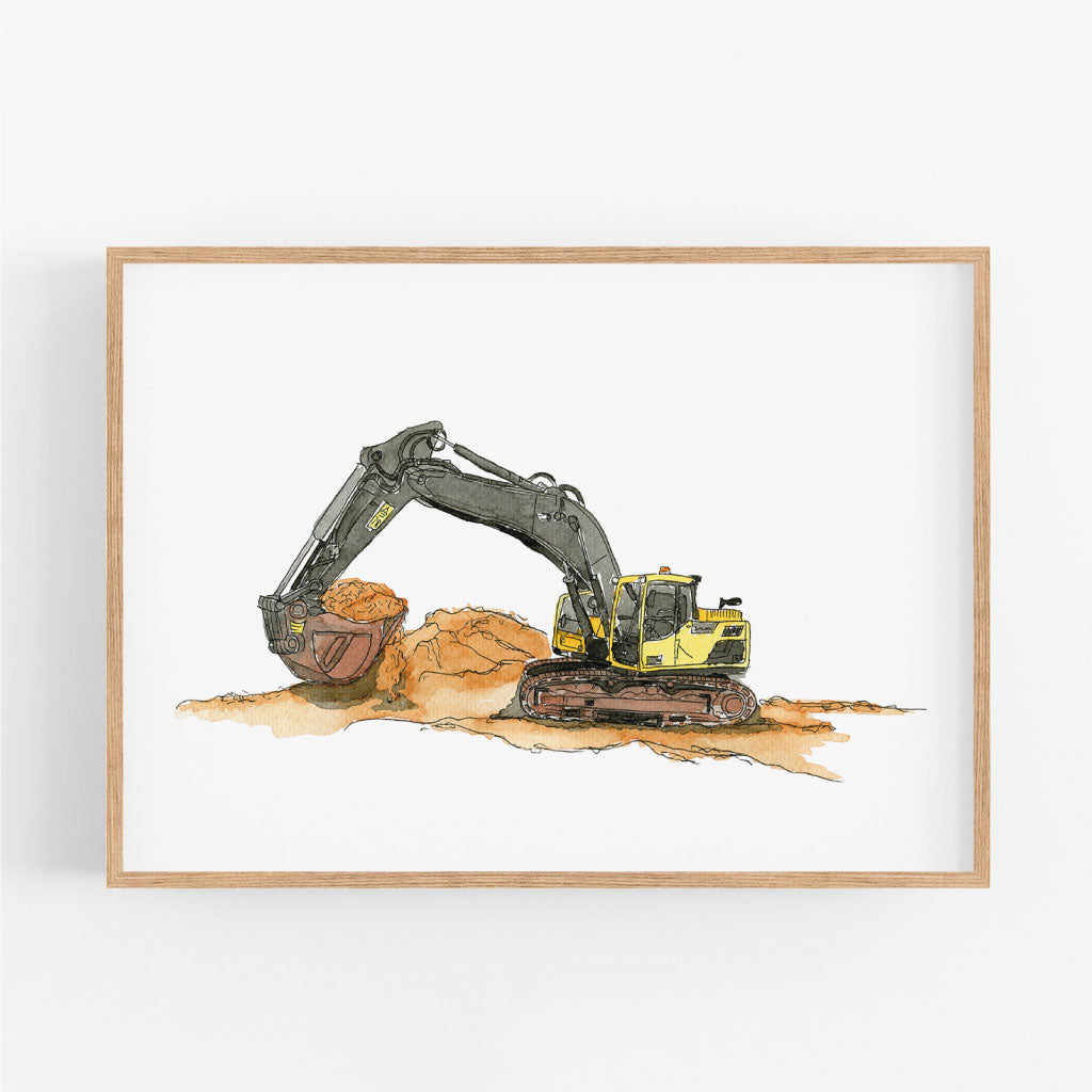 Vehicle Poster - Excavator | Picture for the children's room | gift idea