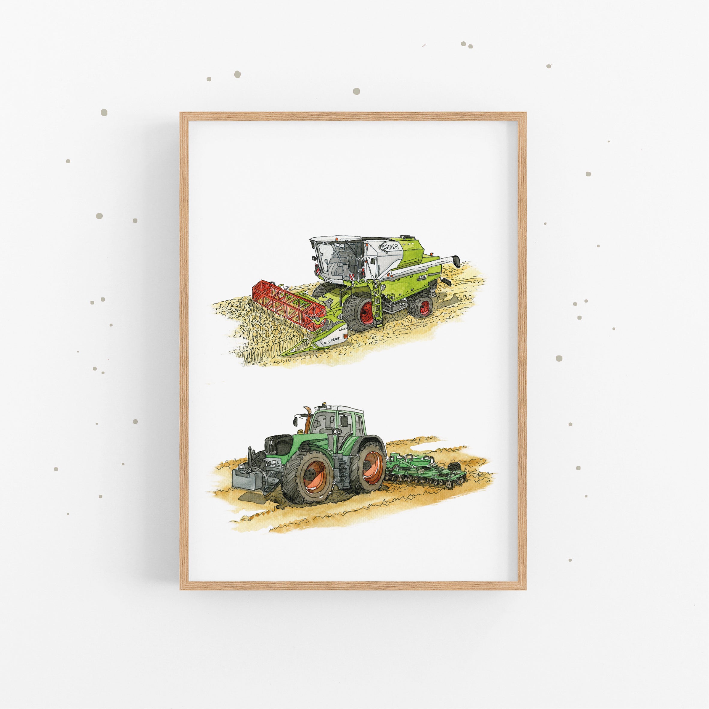 Vehicle Poster - Tractor and Combine Harvester | Picture for the children's room | gift idea