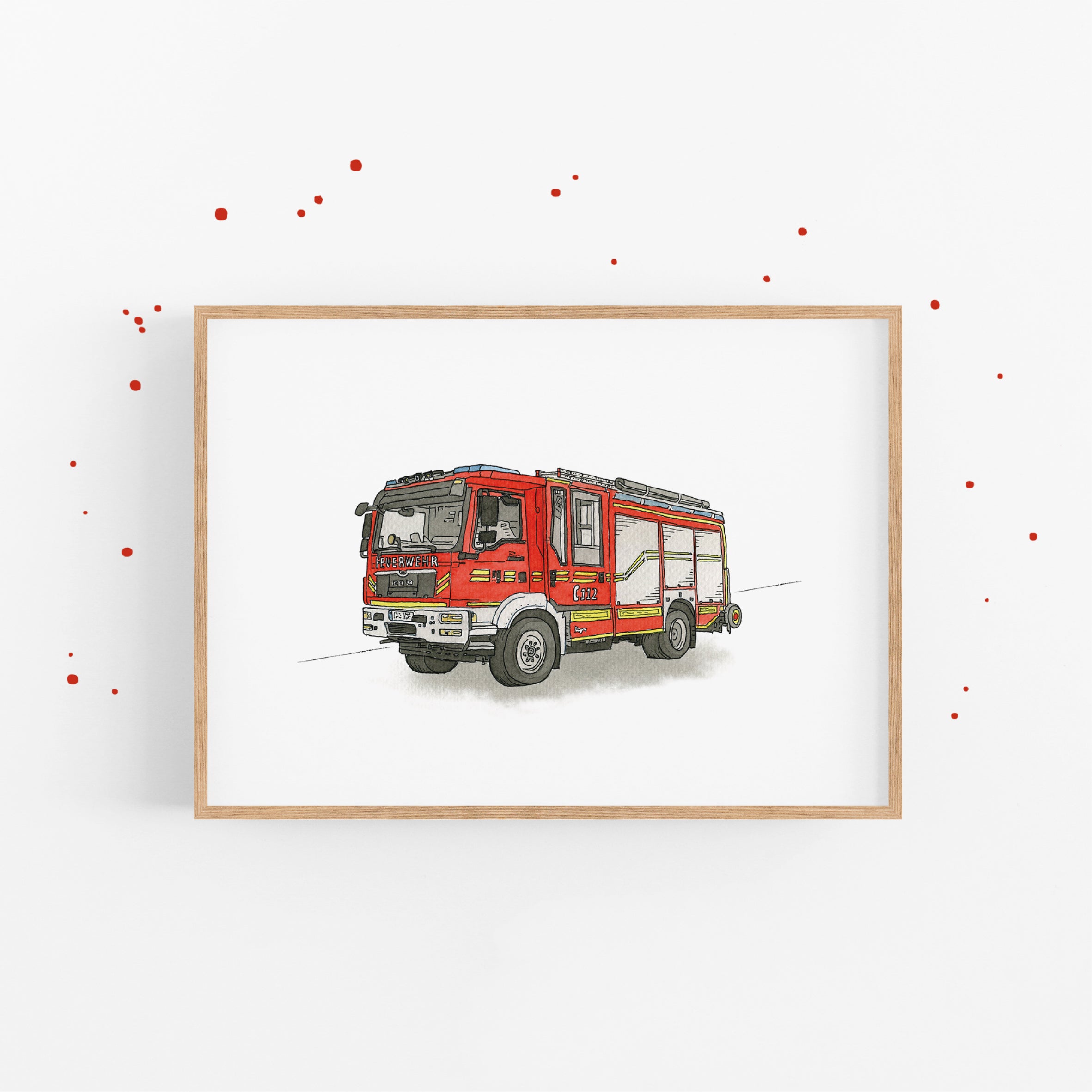 Vehicle Poster - Fire Department | Picture for the children's room | gift idea