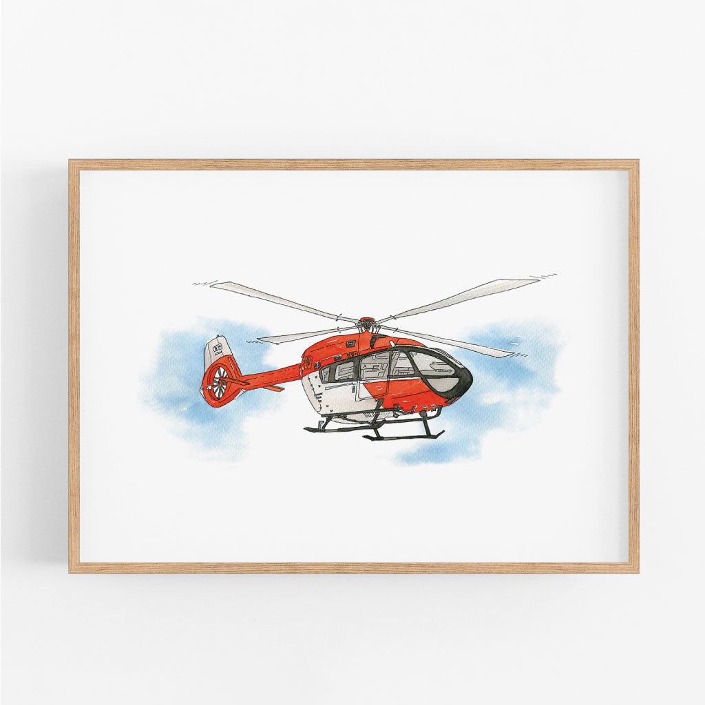 Helikopter Bild als Aquarell Sketch