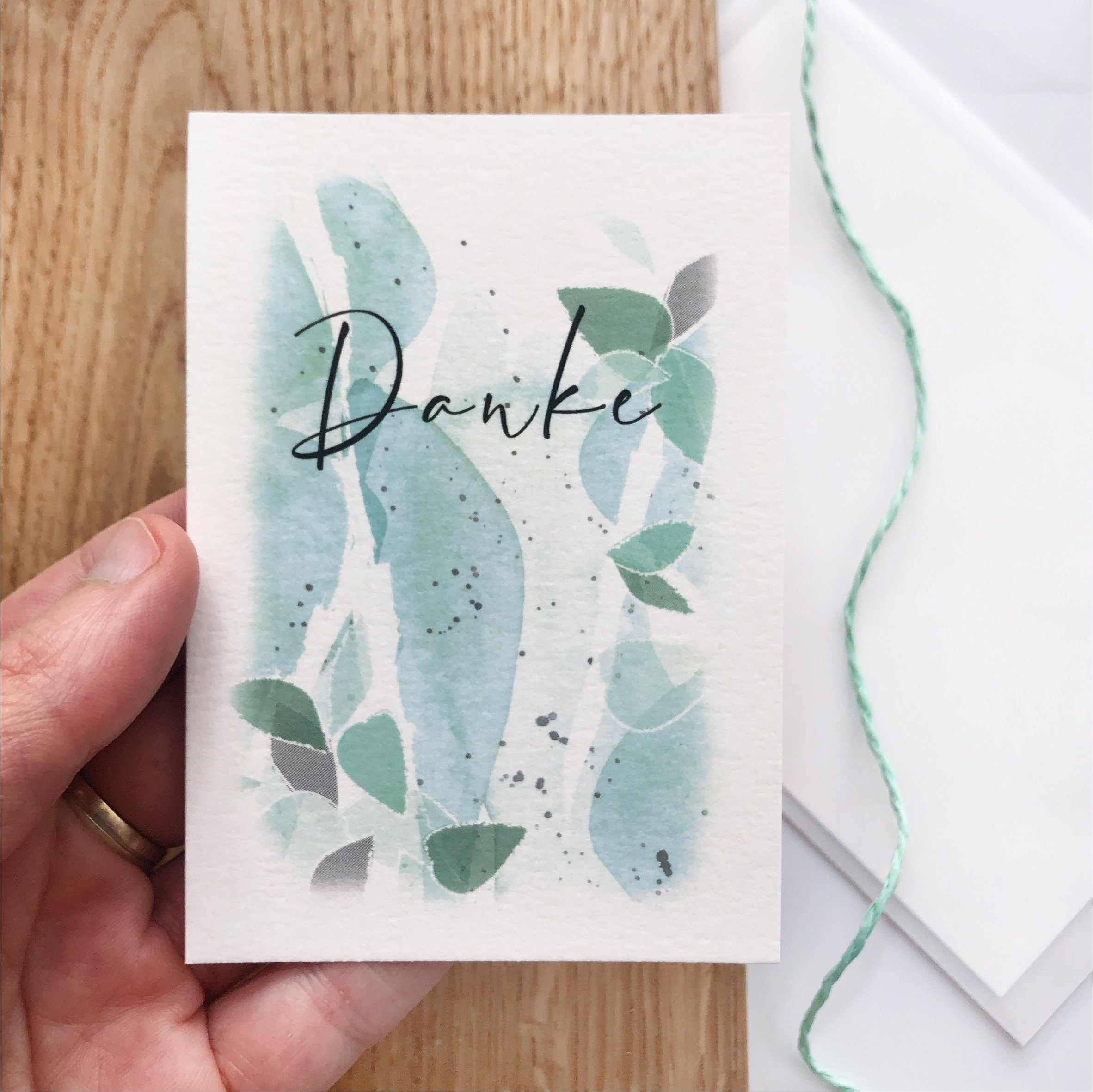 Mini Card - Thank You with Watercolor Leaves | gift wrapping | Cards to say thank you