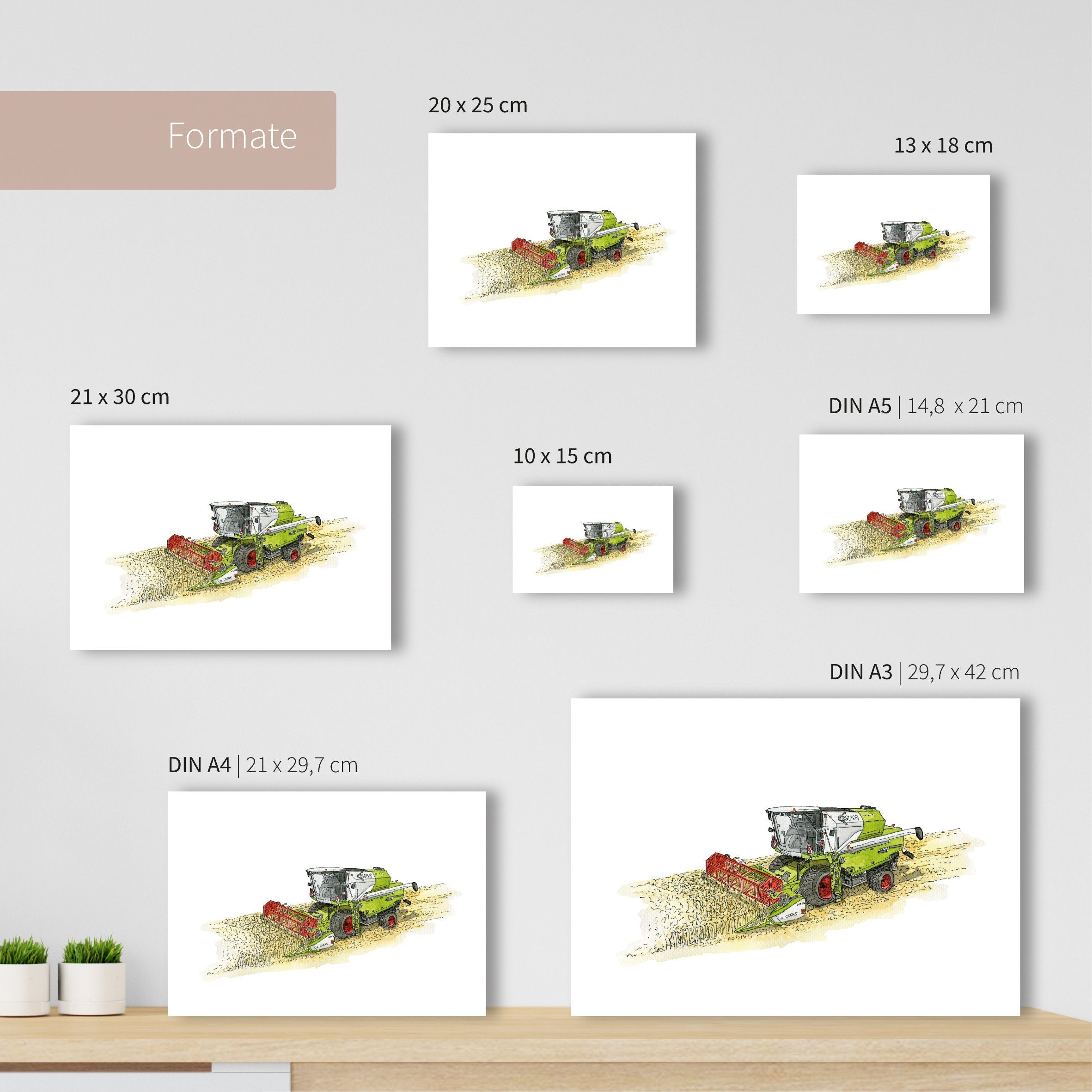 Vehicle Poster - Combine Harvester | Picture for the children's room | gift idea