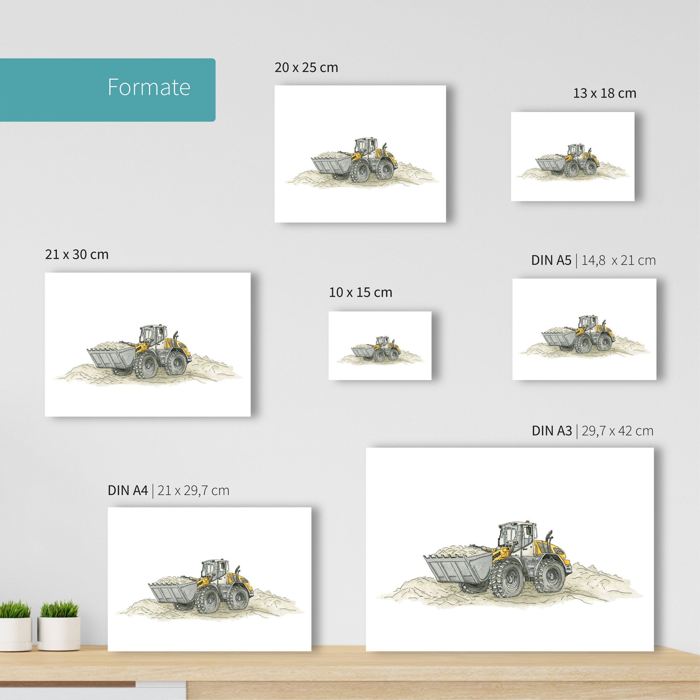 Vehicle Poster - Wheel Loader | Picture for the children's room | gift idea