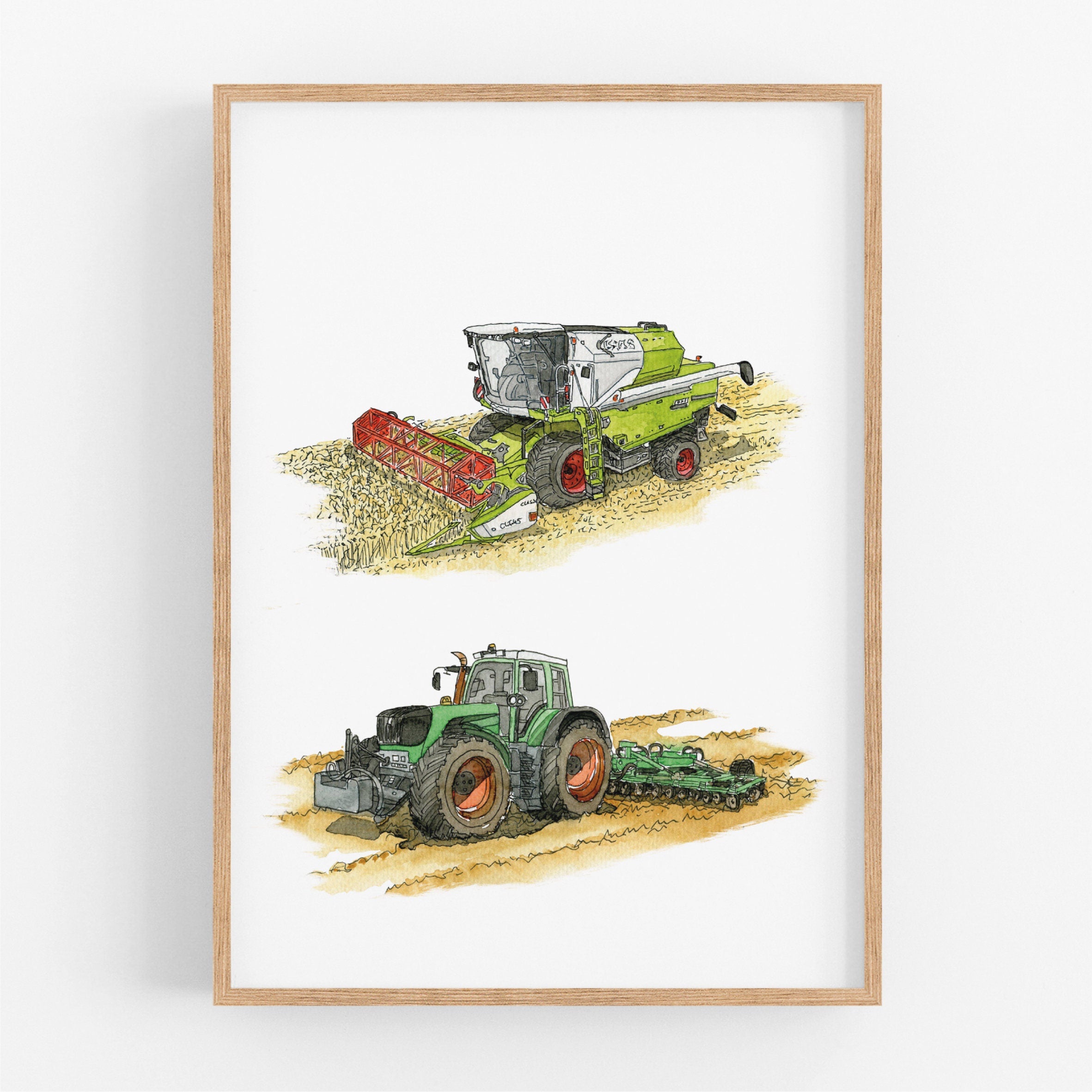 Fahrzeug Poster - Traktor und Mähdrescher