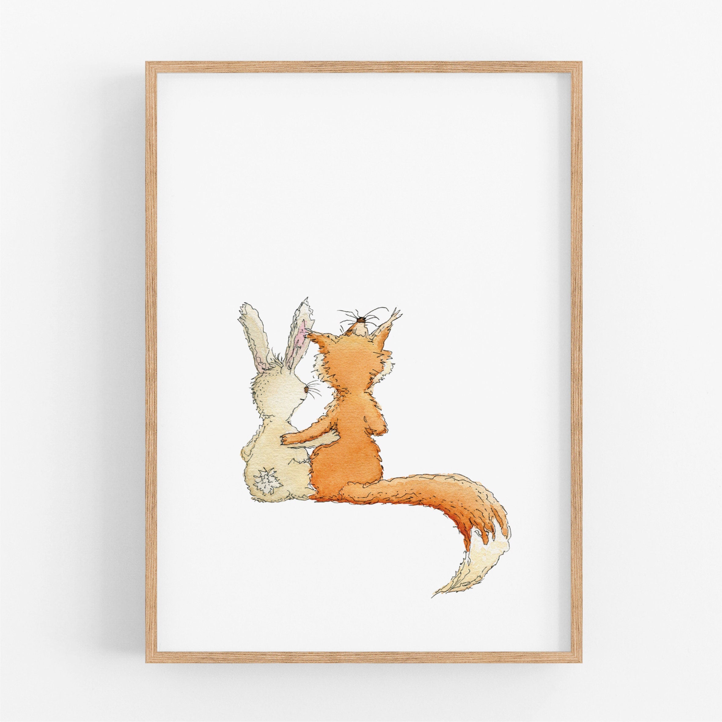 Poster for the children's room - fox and rabbit | Animal Posters | gift idea