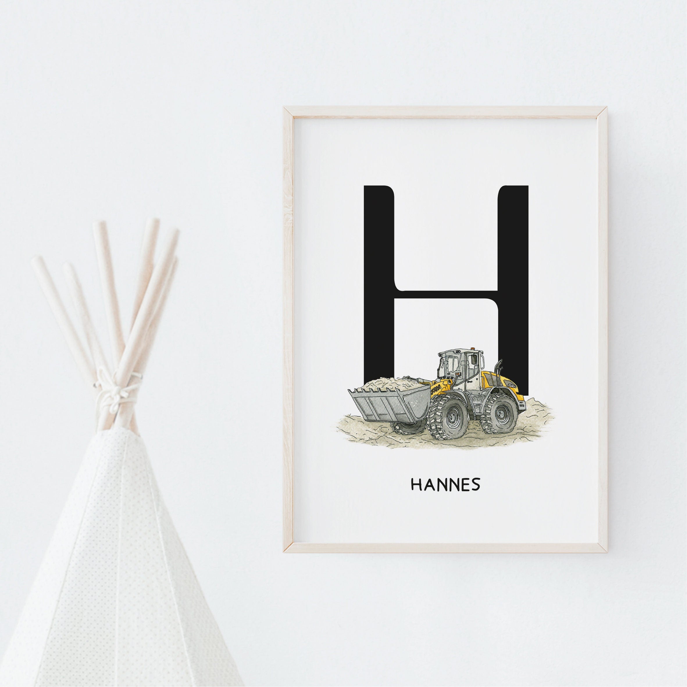 Vehicle Poster - Wheel Loader | Personalized poster for the children's room