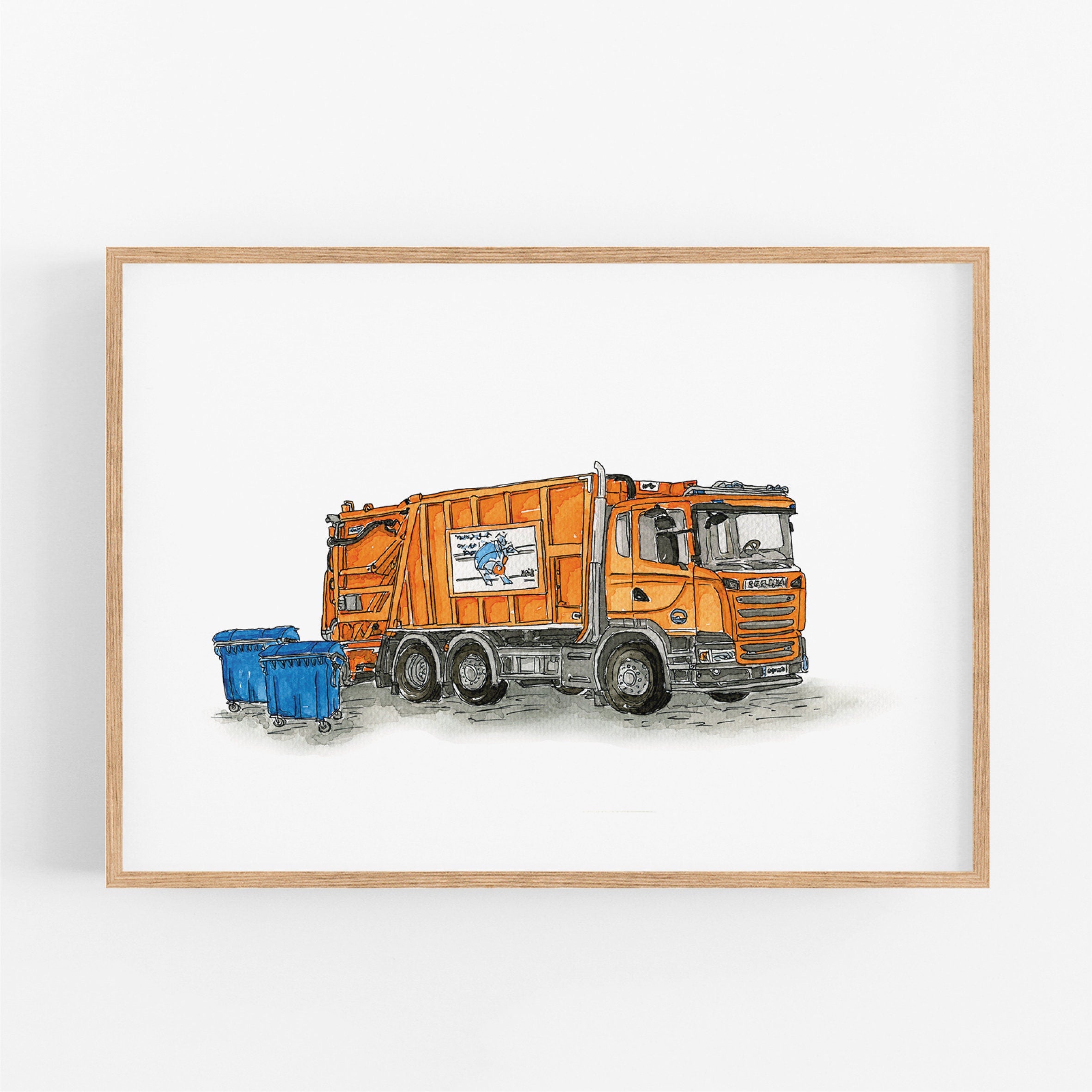 Vehicle Poster - Garbage Collection | Picture for the children's room | gift idea