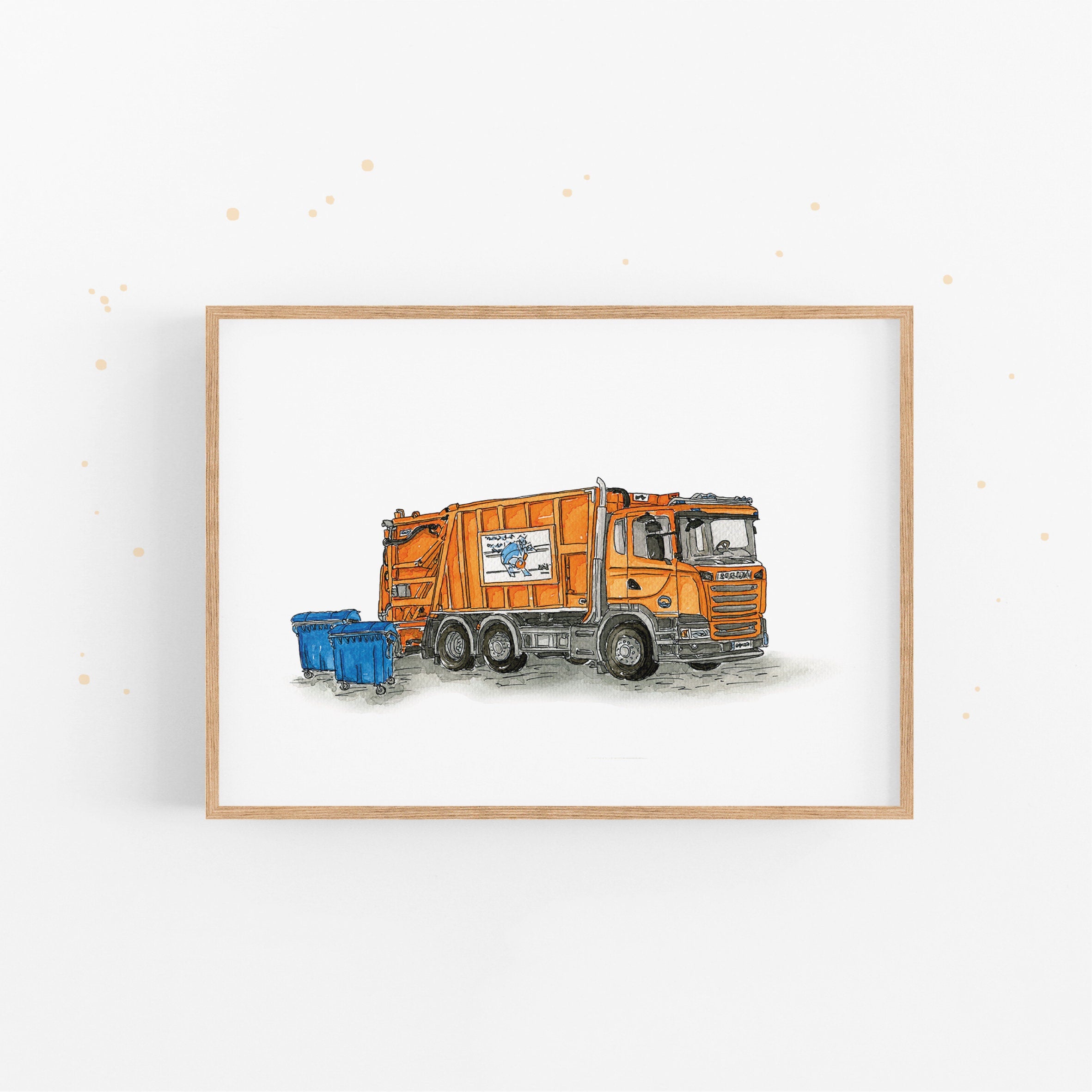 Vehicle Poster - Garbage Collection | Picture for the children's room | gift idea